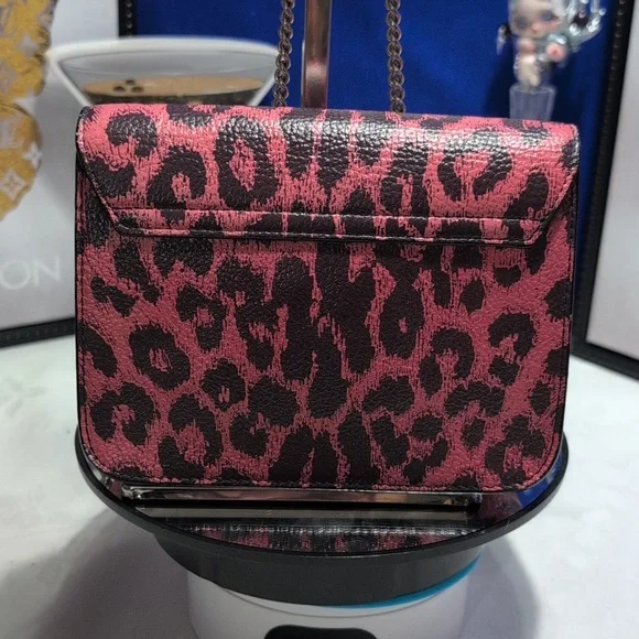 Furla Julia Mini Pink And Black Leopard Printed Leather Clutch/Crossbody 🔥 - Picture 8 of 14